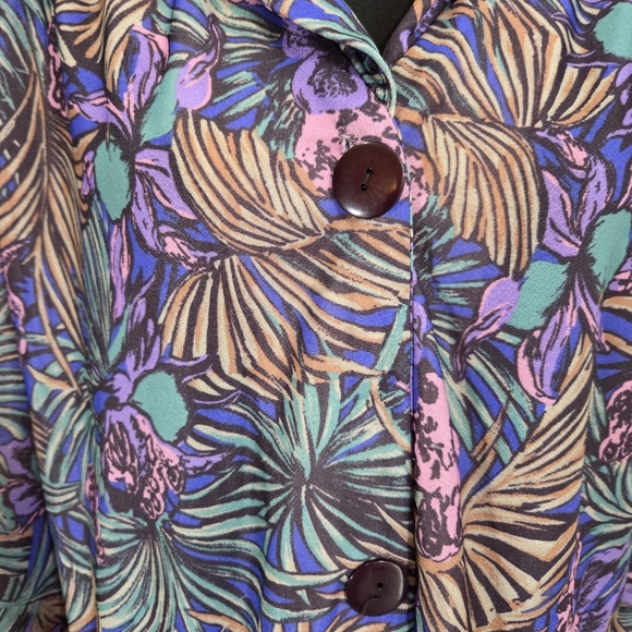 Sears Vintage Asymmetrical Dress with Purple and Blue Floral Pattern Size 16 - Picture 5 of 5